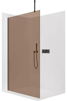 Immagine prodotto di CERANO - Box doccia Walk-in Onyx Top Cube L/P - 8 mm - montante squadrato - nero opaco, vetro bronzo - 50x200 cm