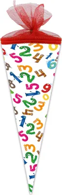 Produktbild von Nestler Schultüte Tüllv. 22 cm rund Zahlenmonster