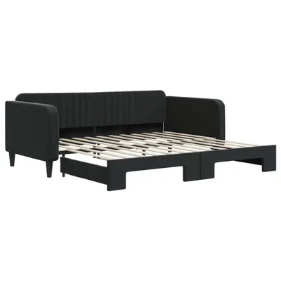 Produktbild von vidaXL Tagesbett Ausziehbar Schwarz 100x200 cm Samt
