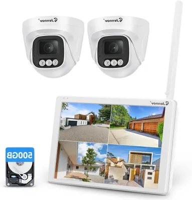 Imagen del producto de Kit de cámara de seguridad de 5MP - Cámara de seguridad - Cámara de vigilancia - Cámara para exteriores - Cámara WiFi - Monitor de 10"
