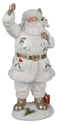 Productafbeelding van Clayre & Eef kerstdecoratie: Kerstmanbeeldje, 43 cm, wit, polyresin