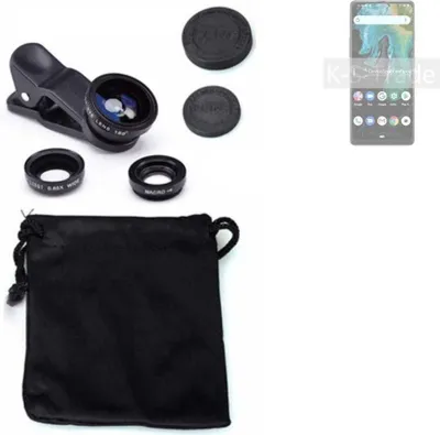 Produktbild von K-S-Trade Smartphone Kamera Linsen Set Kompatibel mit Cubot Max 3 3in1 Clip-On Kamera Adapter Macro Weitwinkel FishEye Fischauge Objektiv Linse