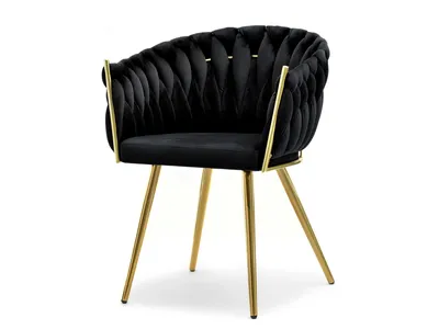 Image de Chaise de salle à manger rembourrée ALMA - noir / or