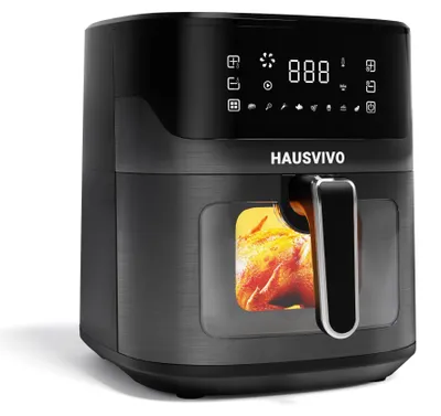 Heißluftfritteuse 6,5 l XL, 1600 W, 8 Programme, Touchscreen, Sichtfenster