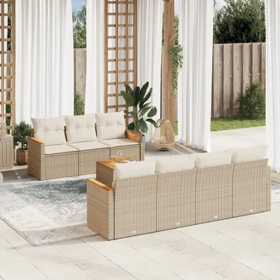 Image de Maison Exclusive - Ensemble de salon de jardin 8 pièces avec coussins, rotin synthétique beige