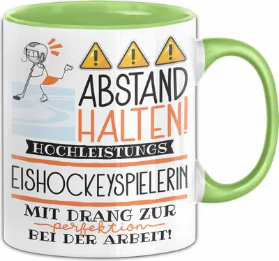 Produktbild von Eishockeyspielerin Tasse Geschenk Lustig Abstand Halten Hochleistungs-Eishockeyspielerin Mit Drang Zur Perfektion Bei Der Arbeit (Grün)