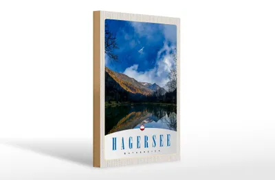 Produktbild von Holzschild Reise 20x30cm Hagersee Österreich Europa Wald