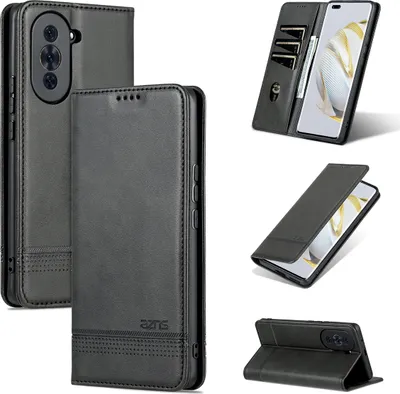 Produktbild von Huawei Nova 10 Pro Leder Hülle, Klapphüllen Brieftasche Magnetverschluss Ständer Schutzhülle für Huawei Nova 10 Pro Schwarz