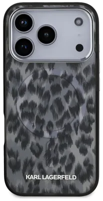 Produktbild von Karl Lagerfeld Iml Leopard Pattern Magsafe Iphone 17 Pro Handyhülle Schwarz Schwarz One Size