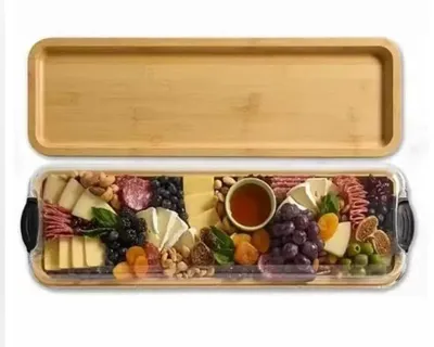Productafbeelding van Serveerbord met deksel, bamboe, 56 cm, voor feest, picknick, buffet