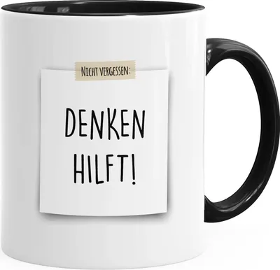 Produktbild von Denken hilft Kaffee-Tasse MoonWorks® schwarz unisize