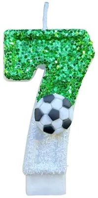 Obrázok produktu pre Sviečky na tortu s motívom futbalu, číslo 7. Sviečka na tortu s motívom futbalu