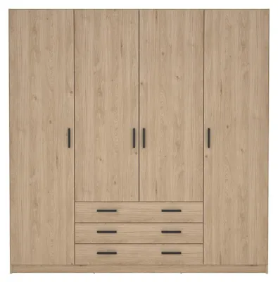 Image de CALICOSY - Armoire 4 portes et 3 tiroirs L196 cm - PRINT