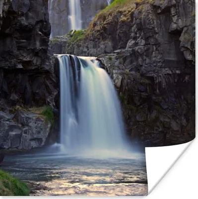 Produktbild von MuchoWow® Poster Wasserfall - Wasser - Felsen 50x50 cm - Wohnzimmerdekoration