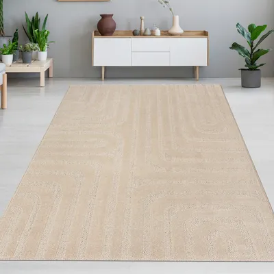 Immagine prodotto di Tappeto per soggiorno/camera da letto con motivo a linee in beige Dimensioni - 160 x 220 cm