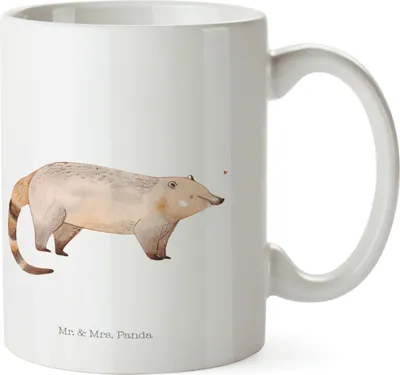 Produktbild von Mr. & Mrs. Panda Plastikbecher Nasenbaer - Weiß - Geschenk, Trinklernbecher, Camping Tasse, Rüsselbär, Lustige Sprüche, Kunststoffbecher, Haferl, Bär, Kindertasse