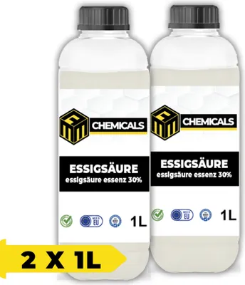 Produktbild von MRM CHEMICALS Essigsäure 80% 1L Lebensmittelqualität, Essig-Essenz Reiniger Entkalker Essigreiniger Desinfektionsmittel Für Haushalt x2