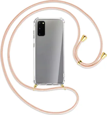 Produktbild von Handykette Backcover-Schutzhülle mit Band (Metall goldfarben) für Samsung Galaxy S20 (G980) - rose peach