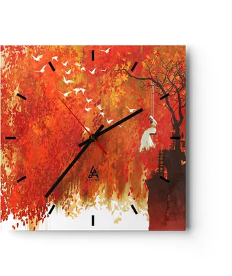 Produktbild von Wanduhr - Quadrat - Glasuhr - Frau Abstraktion - 40x40cm - Schleichendes Uhrwerk - Lautlos - zum Aufhängen bereit - Dekoration Modern - Wanddekoration aus Glas - C3AC40x40-3836
