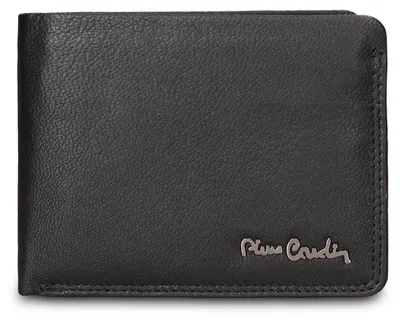 Zdjęcie produktu dla Portfel męski Pierre Cardin ze skóry naturalnej czarny minimalistyczny Black B UNICA 12.5x9x2 cm 8806-98-NERO