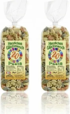 Produktbild von Streuteile Zahl 20 aus Nudelteig, 2X 250 g, Nudeln, Pasta, Dekoration, Delikatesse, Geburtstag