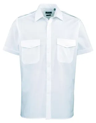 Image de Premier - Chemise pilote facile d'entretien pour hommes à manches courtes LT3294 (90,17 cm) (bleu clair)