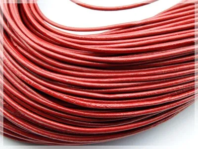 Produktbild von Vintageparts echtes Lederband rund 2mm rot 2m