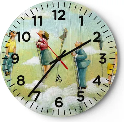 Produktbild von Wanduhr - Rund - Glasuhr - Abstraktion modern - 40x40cm - Schleichendes Uhrwerk - Lautlos - zum Aufhängen bereit - Dekoration Modern - Wanddekoration aus Glas - C4AR40x40-3642
