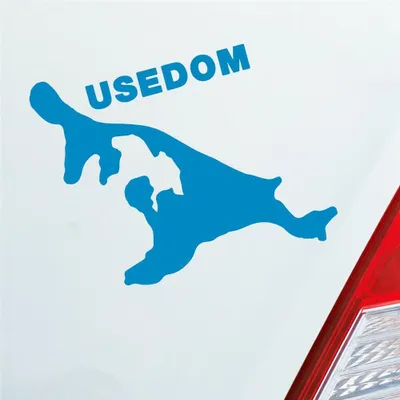 Produktbild von Auto Aufkleber USEDOM Spaß Insel Deutschland Urlaub 10x9 cm Hellblau Sticker Heckscheibenaufkleber