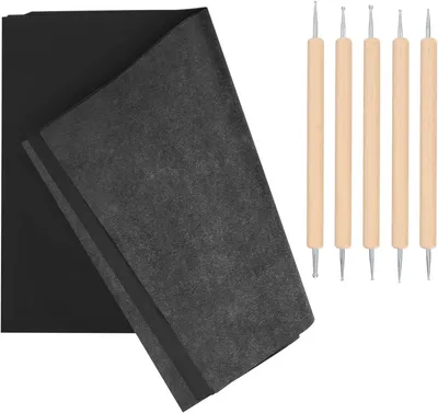 Produktbild von Kohlepapier, Schwarz - A4, Transferpapier - Graphitpapier - Übertragepapier - Durchschreibepapier mit Prägefeder zum Zeichnen und Skizzieren
