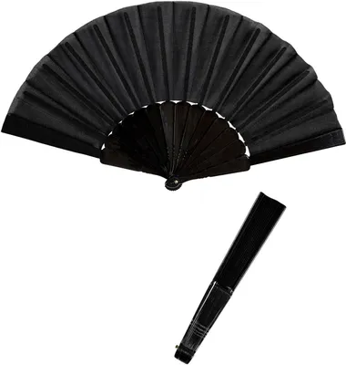Produktbild von Schwarzer oder Weißer Barock Handfächer - Spitzenfächer - Stofffächer Schwarz