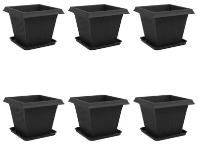 Produktbild von Blumentöpfe 6 pcs Schwarz 38 x 38 x 30 cm Kunststoff