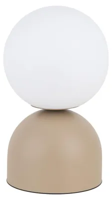 Produktbild von Nachttischlampe Metall Glas D: 30 cm 52 cm hoch Sandfarben Weiß E27 Kugelschirm rund Modern Tischlampe