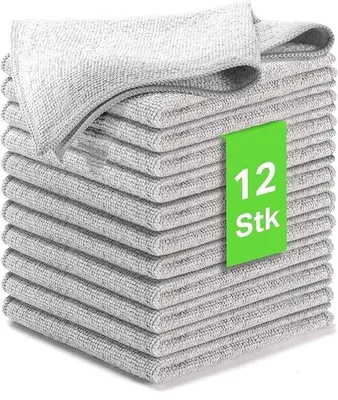 Obrázek produktu pro Sada 12 mikrovláknových utěrek pro čištění bez šmouh, 30 × 30 cm, plastové, čisticí utěrky