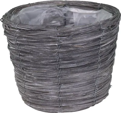 Produktbild von Übertopf geflochten aus Weidezweigen rund waschgrau 27x27x20 cm foliert