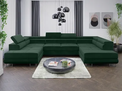 Produktbild von Sofa Couchgarnitur Sofagarnitur ALMA U mit Schlaffunktion und Bettkasten Wohnlandschaft Couch Polsterecke Eckcouch Polstergarnitur 15 Farben