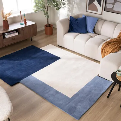Zdjęcie produktu dla Volero - Wełniany dywan abstrakcyjny – Jules Cream/Blue - 230x330 cm