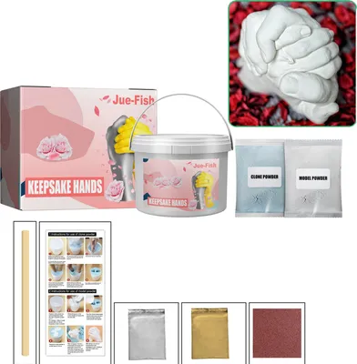 Produktbild von 3D Handabdruck Set, Hand Fuß Druckformpulver,3D Hand Makrolon Pulver Diy Valentinstag Jubiläum Souvenir Kindertag Muttertagsgeschenk