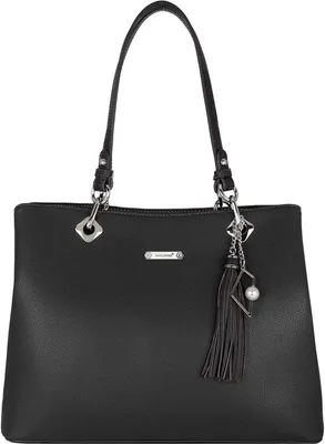 Imagen del producto de Unyqoos® Bolso de mano grande para mujer – bolso tipo "tote"  de cuero sintético suave, con 3 compartimentos (compartimento central con cremallera), bolsillos laterales con cierre magnético, llavero con borlas, dimensiones 36x26x13 cm, asas de 25 cm