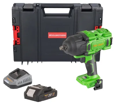 Produktbild von Procraft PWA80bb Akku Schlagschrauber 20 V 1600 Nm 1/2" Brushless + 1x Akku 2,0 Ah + Ladegerät + RHINO Toolcase
