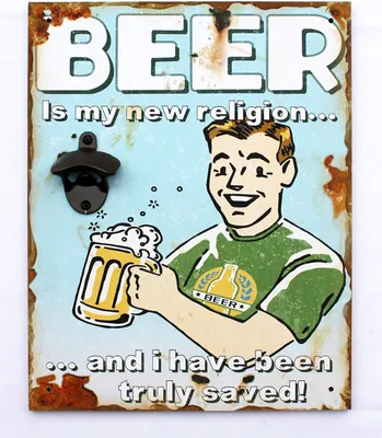 Produktbild von Wandbild Beer mit Flaschenöffner 40 cm Bieröffner 21261 Blau Wandflaschenöffner