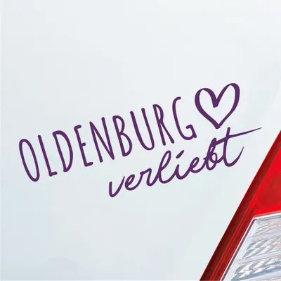 Produktbild von Auto Aufkleber Oldenburg verliebt Herz Stadt Heimat Liebe Car 19x6 cm Lila Sticker Heckscheibenaufkleber