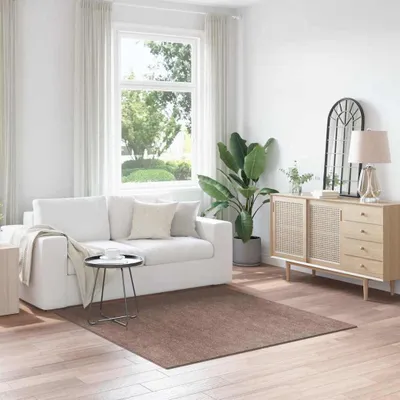 Obrázek produktu pro Protiskluzový huňatý koberec hnědý 160 x 160 cm PP