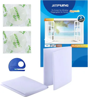 Obrázok produktu pre Sieťky proti hmyzu na okná, 180 x 155 cm, 2 kusy, s priľahovacími háčikmi, ochrana proti hmyzu