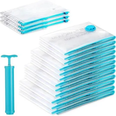 Produktbild von Famanu Vakuumverpackungen für Kleidung - 15 Stück - in 5 Größen (3 x große Reise-Vakuumtaschen + 3 x klein + 3 x medium + 3 x large + 3 x XL) -