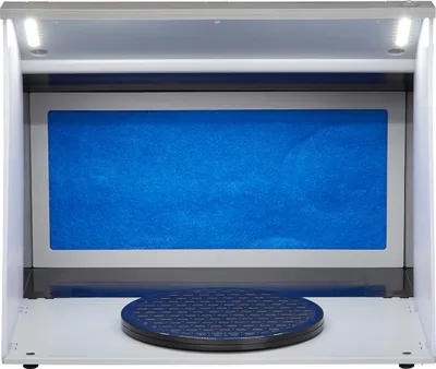 Obrázek produktu pro SucceBuy Přenosná stříkací kabina pro airbrush | Sada pro hobby malování se 4 LED světly | Dvojité odsávací ventilátory, otočný stůl a 6 stop dlouhá prodlužovací hadice | Ideální pro modely