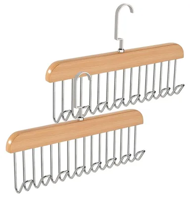 Holz-Gürtelhalter mit 8 Haken, 2er Set, 28 x 19 cm