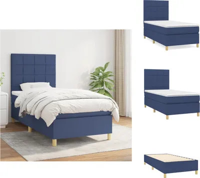 Produktbild von vidaXL Boxspringbett mit Matratze Blau 90x200 cm Stoff -  Betten & Bettgestelle