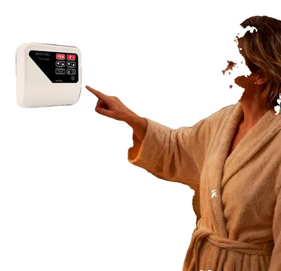 Produktbild von Digitaler Sauna-Controller, 3-9KW Ausgangsleistung, 220-240V Spannung, 4.5-13.7A Strom, Temperaturbereich 40-105℃, Abmessungen 24.5*21.5*8 cm