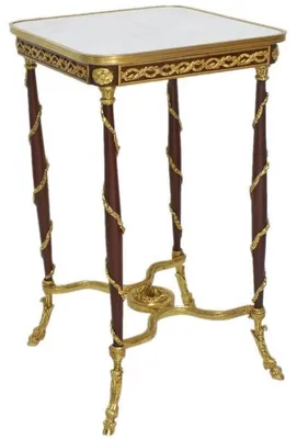 Produktbild von Casa Padrino Barock Beistelltisch Braun / Gold / Weiß 45 x 45 x H. 78 cm - Handgefertigter Massivholz Tisch im Barockstil - Barock Wohnzimmer Möbel